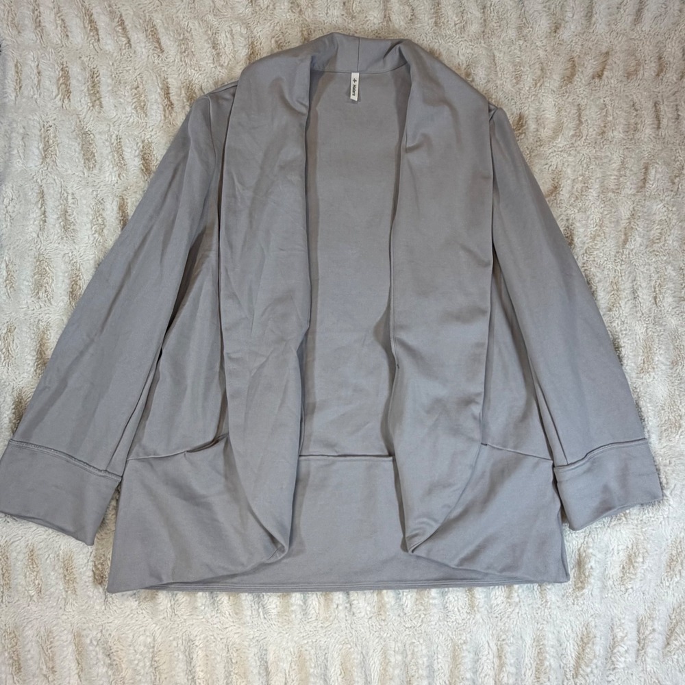 Halara Grey Open Front Shawl Collar Draped Cardigan Jacket with Pockets